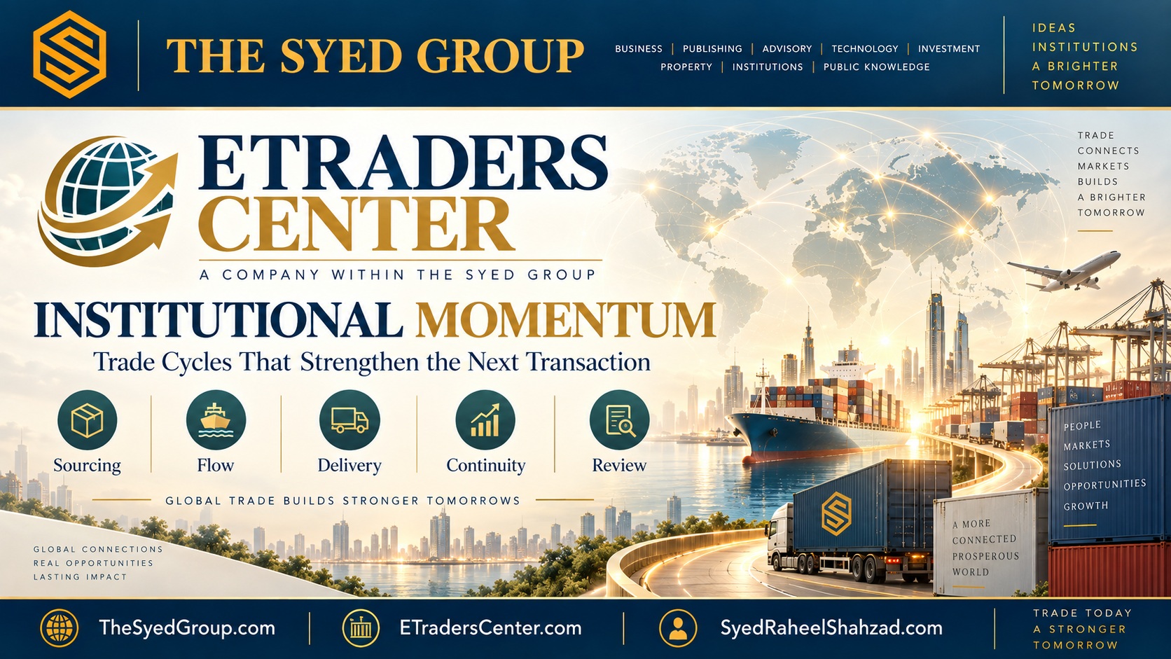 The Syed Group Institutional Momentum in Trade: How ETraders Center Turns Completed Transactions Into Stronger Future Trade Cycles — The Syed Group corporate featured image for ETraders Center
